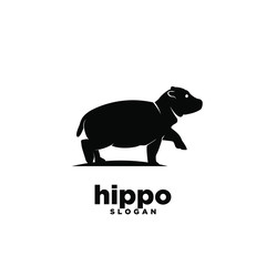 hippo logo icon design vector illustration
