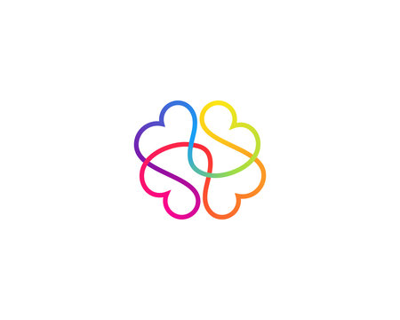 Abstract one line brain logo icon minimal style illustration. Gradient vector emblem sign symbol logo