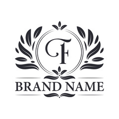 Vintage ornamental alphabet F logo design template. Luxury & elegant F letter logo design template.