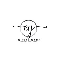 EG Initial handwriting logo with circle template vector.