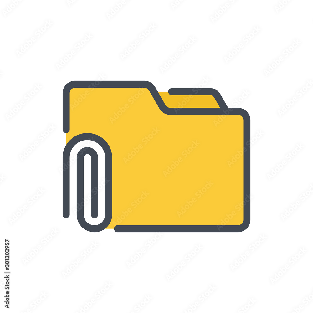 Fototapete Attach folder color line icon. Folder with attachment vector outline colorful sign.