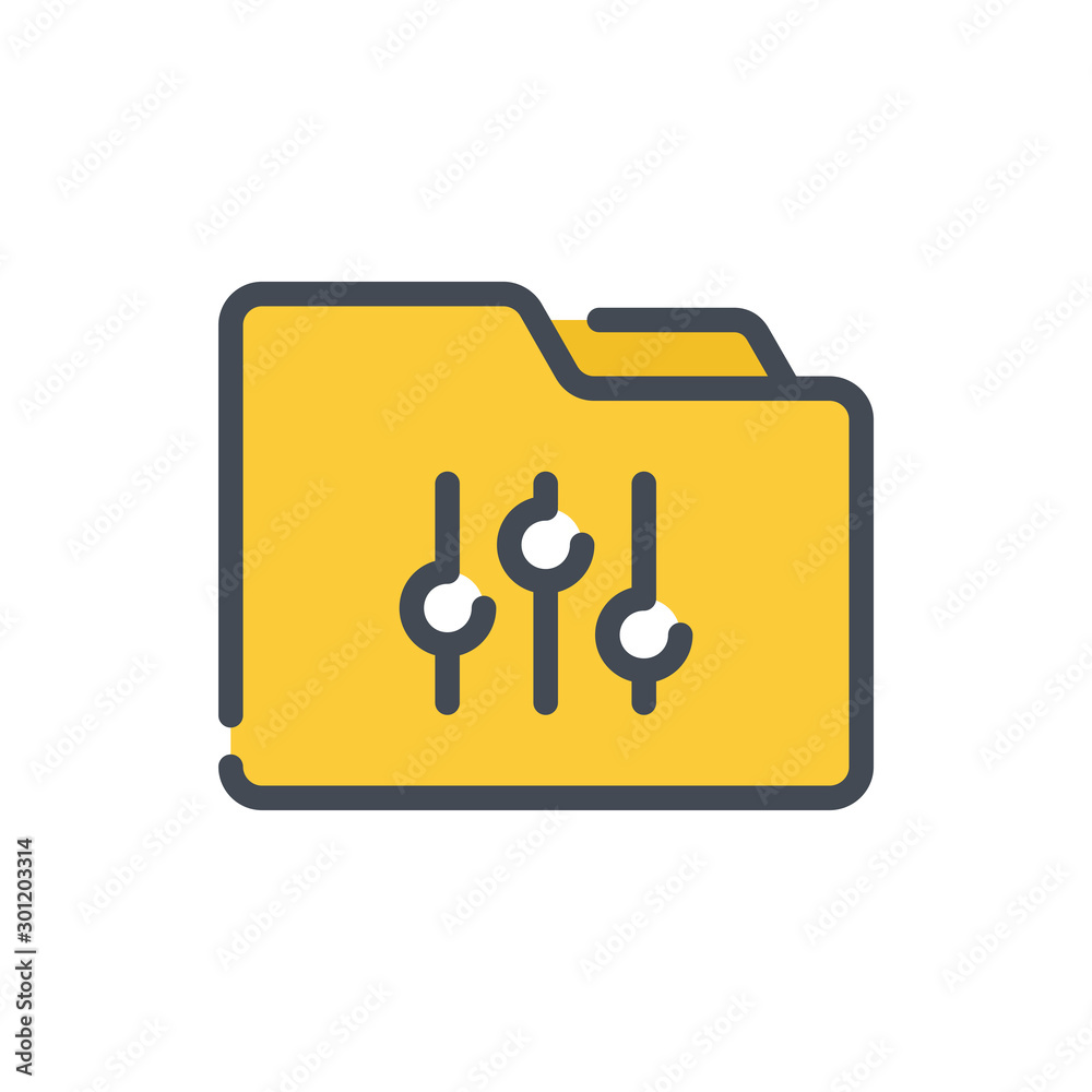 Poster folder preferences color line icon. folder settings vector outline colorful sign.