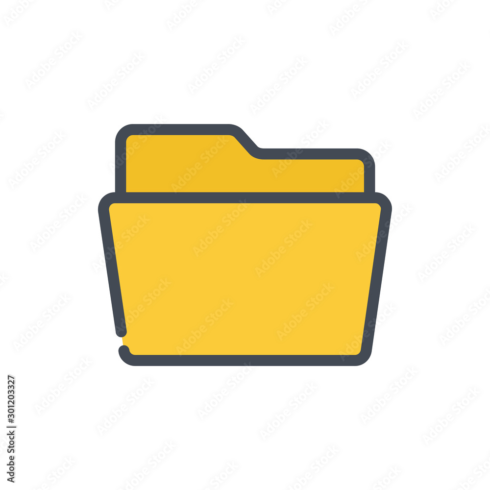 Poster open folder color line icon. empty folder vector outline colorful sign.