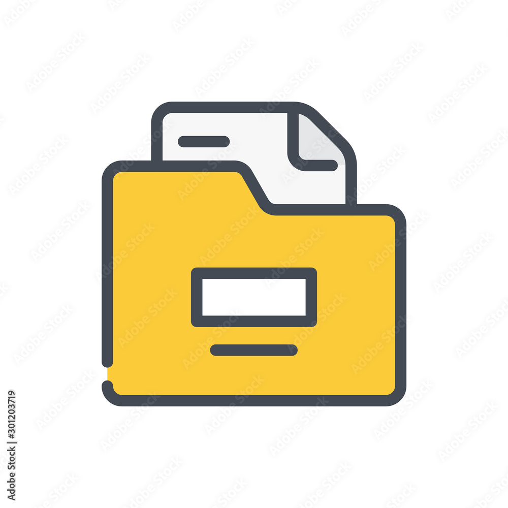 Poster document folder color line icon. folder with files vector outline colorful sign.