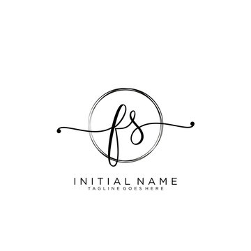 FS Initial handwriting logo with circle template vector.