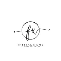 FX Initial handwriting logo with circle template vector.