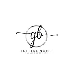 GB Initial handwriting logo with circle template vector.