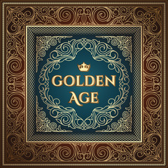 Golden ornate art deco vintage emblem