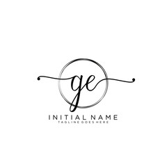 GE Initial handwriting logo with circle template vector.