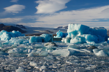 Iceland Jokulsarlon Glacier Lagoon panorama Clear Nice Weather Arctic Environment