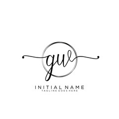 GW Initial handwriting logo with circle template vector.