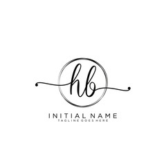 HB Initial handwriting logo with circle template vector.