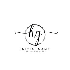 HG Initial handwriting logo with circle template vector.