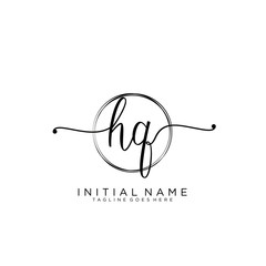 HQ Initial handwriting logo with circle template vector.