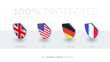 Abstract Vector Country Flag Shield.