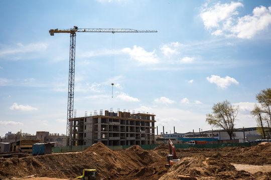 Crane at a construction site at home