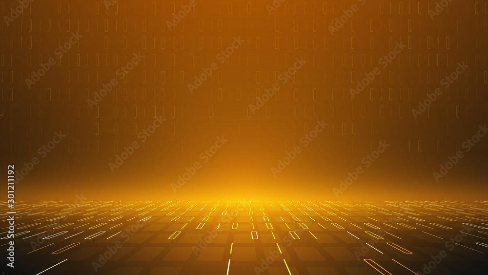 Poster golden color binary code vector background,abstract perspective virtual cyberspace,big data analysis system