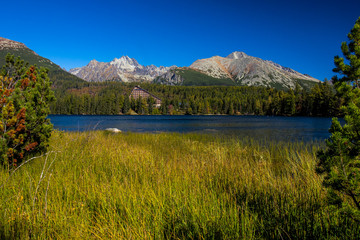 Fototapeta na wymiar Strba tarn, lake in wonderful nature of Hihg Tatra Mountains in Slovakia