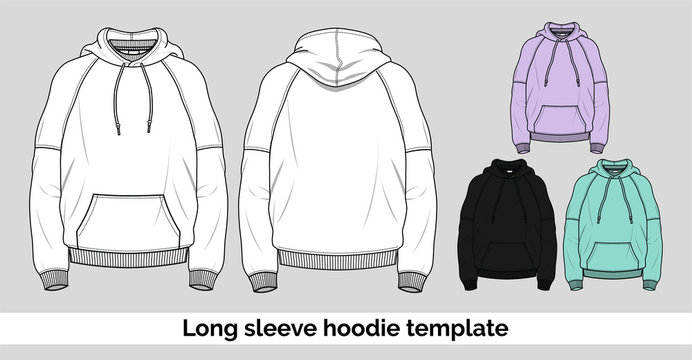 Contemporary Vector Hoodie Template Drawing