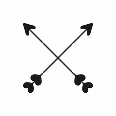 Crossed arrows of Cupid.  Icon, logo, symbol. Isolated vector illustration.