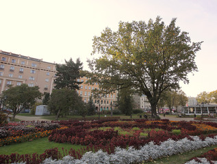 Park in Riga at autumn, Latvia, Europe.