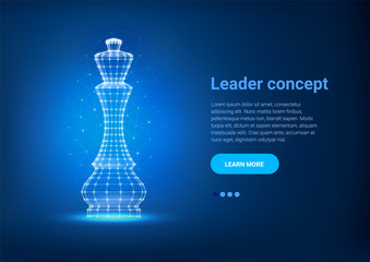Polygonal chess Queen. Queen wireframe concept. Symbol of power. Business concept. Planning, strategy thinking. Business, financial strategy. Luxury power. Polygonal wireframe mesh. Low poly