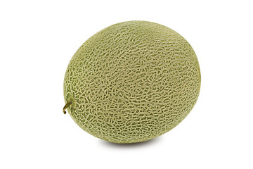 Delicious cantaloupe melon isolated on white background with copy space for text or images. Side view. Close-up shot.