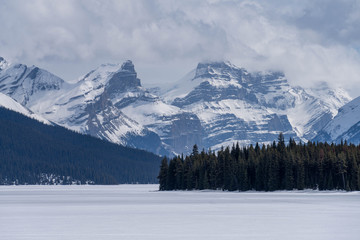 Frozen Maligne Lake Canada