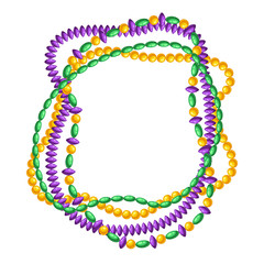 Frame with beads in Mardi Gras colors. © incomible