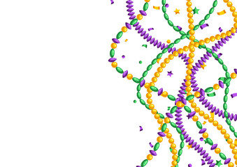 Card with beads in Mardi Gras colors.