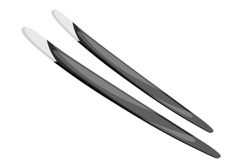 Water skis flat vector illustration. Extreme sports. Outdoor activities equipment. Water transport type for active lifestyle. Skiing gear isolated cartoon clipart on white background