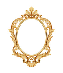 Louis XVI style mirror with golden neoclassic ornaments. Vector