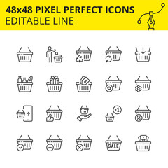 Scaled Icons for Shopping Basket in Commerce which includes Market, Mobile Shop, Payment, Sale etc. Pixel Perfect Editable Set 48x48. Vector. © Pixel_hunter