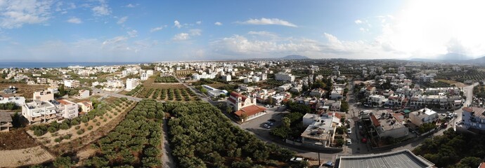 Top view of the city of Heraklion. Aero photo shooting