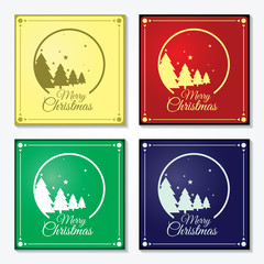 Christmas card set with christmas trees & circles theme. Vector. 