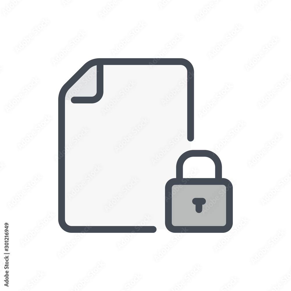 Poster File with password color line icon. Document with private access vector outline colorful sign.