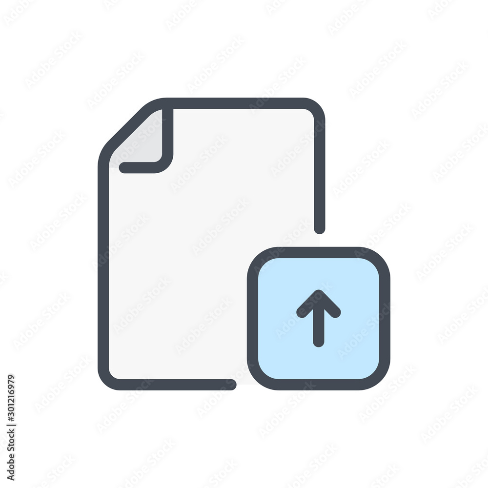 Aufkleber upload file color line icon. export document vector outline colorful sign.