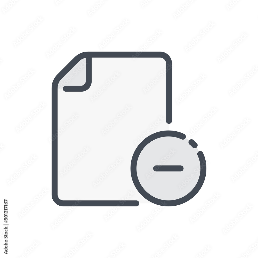 Poster delete file color line icon. remove document vector outline colorful sign.