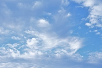 Amazing clouds on the background of blue sky, Autumn in Georgia USA.