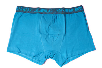 Blue men's briefs isolated on white background