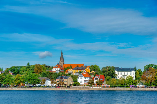 Germany, Schleswig-Holstein, Eckernfoerde, city view with church