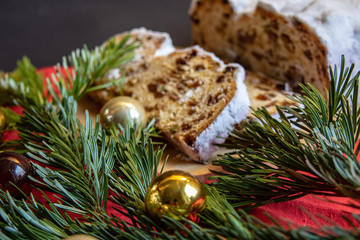 Christmas pictures, view of Christmas cookies with fir branches, candles and Christmas decorations