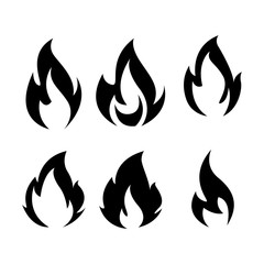 Black fire icons set vector