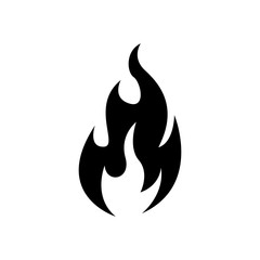  Fire flame icon, black icon isolated on white background
