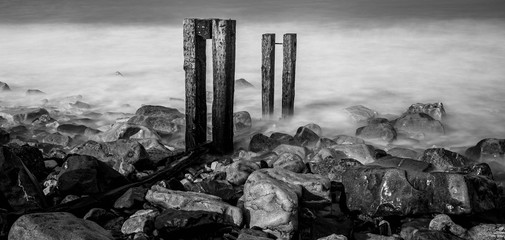 Conwy groynes at high tide