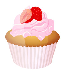 Cute cartoon muffin isolated on a white background. Vector illustration.