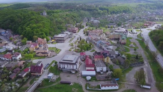 Aerial view of town of Halych, old Ukrainian capital in Ivano-Frankivsk region, Ukraine.