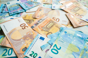 Euro money bill vaious value background