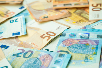 Euro money bill vaious value background