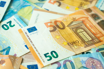 Euro money bill vaious value background